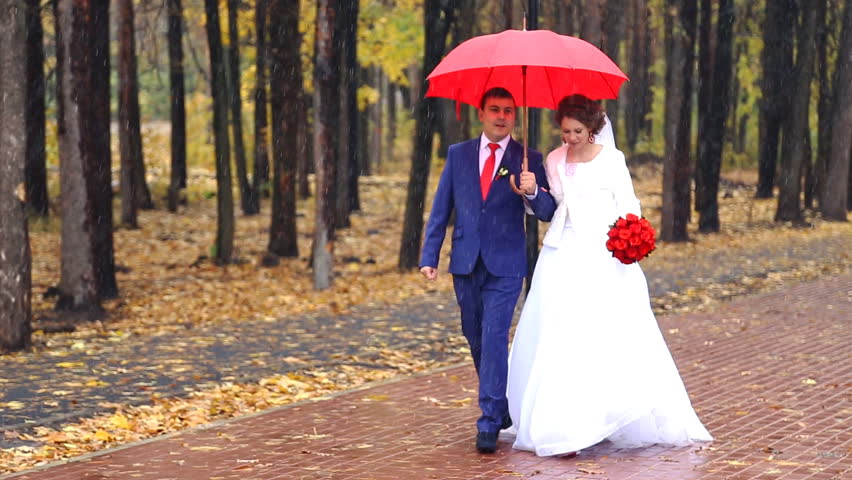 red umbrella wedding