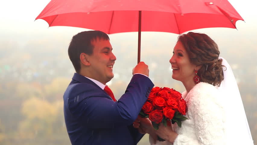 red umbrella wedding