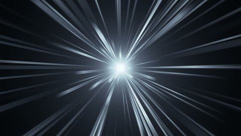 Abstract background with fast flying light streaks. Animation of speed flying into glowing tunnel. Animation of seamless loop.