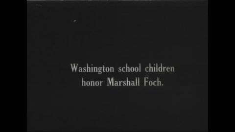 CIRCA 1910s - Washington D.C. school children honor French World War One hero Marshall Ferdinand Foch in 1921.