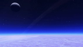 flying over an unknown planet, flights to outer space