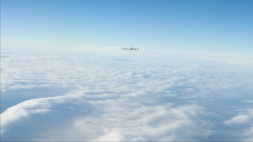 An Airbus 380 flying at cruising altitude towards the viewer.  (High quality 3d