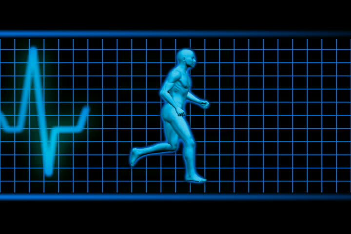 Man running with EKG NTSC seamless loopable