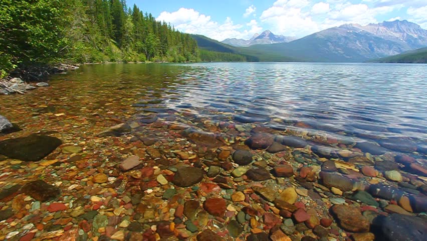 Crystal clear waters of Kintla Lake in Glacier National Park - USA