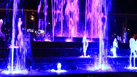 Beautiful Colored water fountain ,at night. 