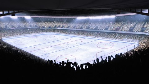 Hockey stadium with confetti. Sports event.