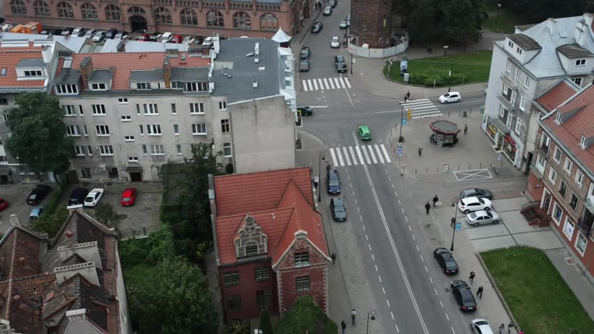 Gdansk bird-eye view. Gdansk (Danzig) is a Polish city on the Baltic coast, capital of the Pomeranian Voivodeship, principal seaport in Poland and centre of country fourth-largest metropolitan area