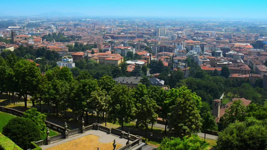 Bergamo is a city in Lombardy, Italy. The foothills of the Bergamo Alps begin immediately north of the town.