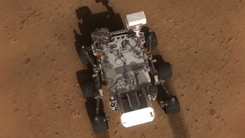 CIRCA 2010s - NASA animation of the Curiosity Rover exploring the Mars surface. Redaktionell stockvideo
