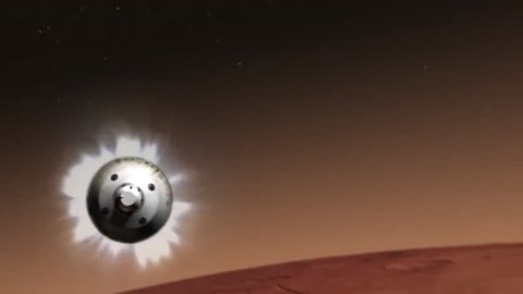 CIRCA 2010s - NASA animation of the Curiosity Rover approaching Mars.