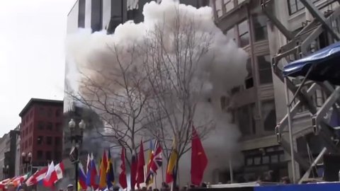 CIRCA 2010s - News footage taken shortly after the bombing of the 2013 Boston marathon.