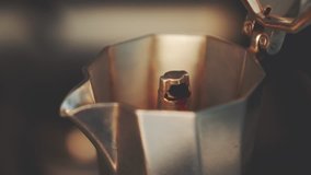 Boiling coffee in Italian coffeepot, high quality 4K 3840x2160 