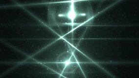 Abstract Neon Background With Rays Sparkles. Animation background with lens flare rays in dark background sky and stars. Seamless loop.