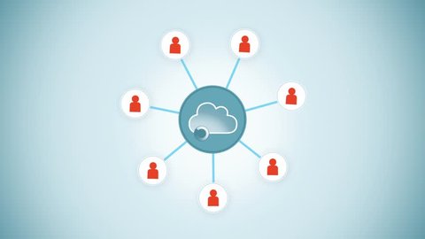 Abstract access Cloud service flat animation on light blue background
