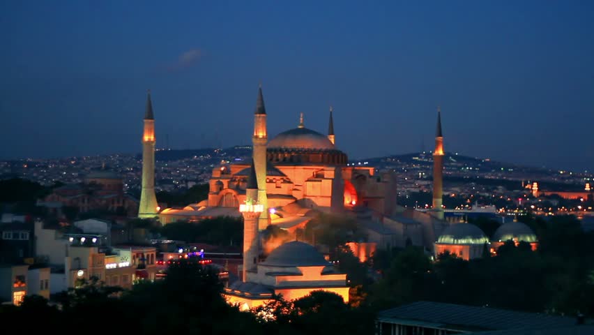 Istanbul, Hagia Sophia Museum in night 