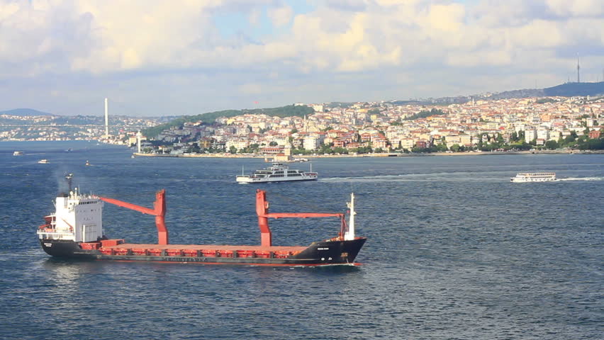 Cargo ship on route to Marmara Sea 