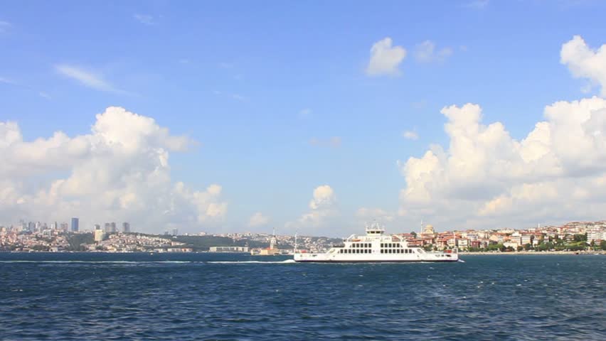 Istanbul city ferryboat on Bosporus 