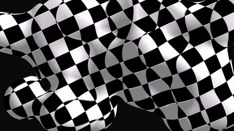 The abstract movement of cells through the waves. Optical visual illusions - Op art. Black and white background.