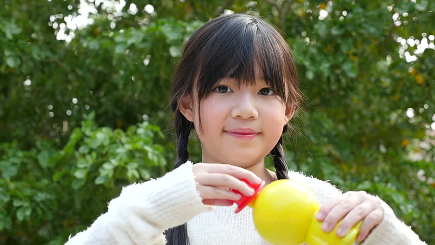 Outdoor bubble asian young