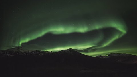 polar lights (aurora polaris) in Norway in a timelapse movie
