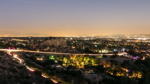 Los Angeles twilight time lapse view of the west San Fernando Valley.