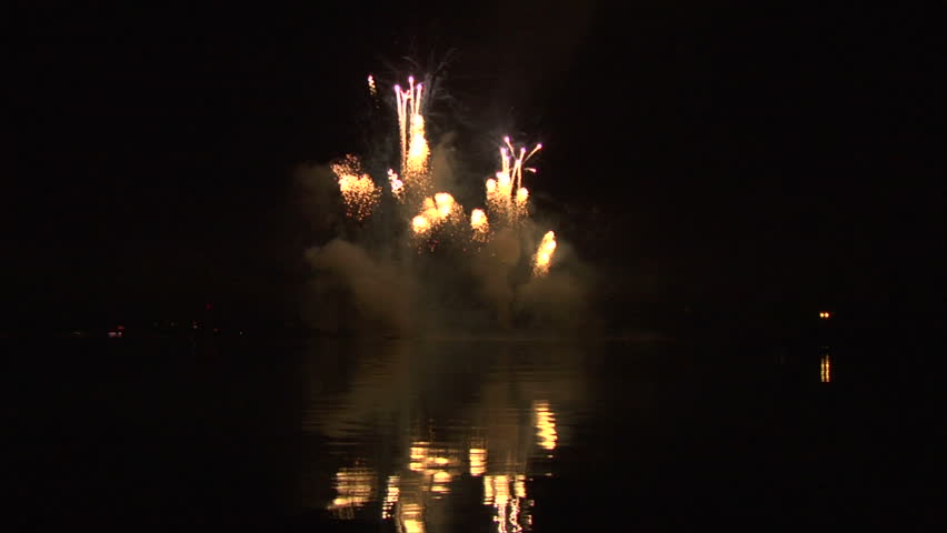 fireworks display on water with sound