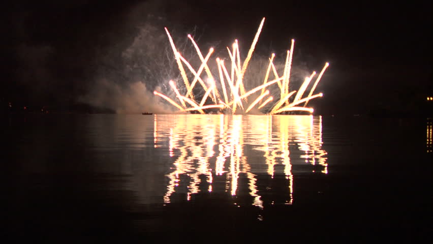 fireworks display on water with sound