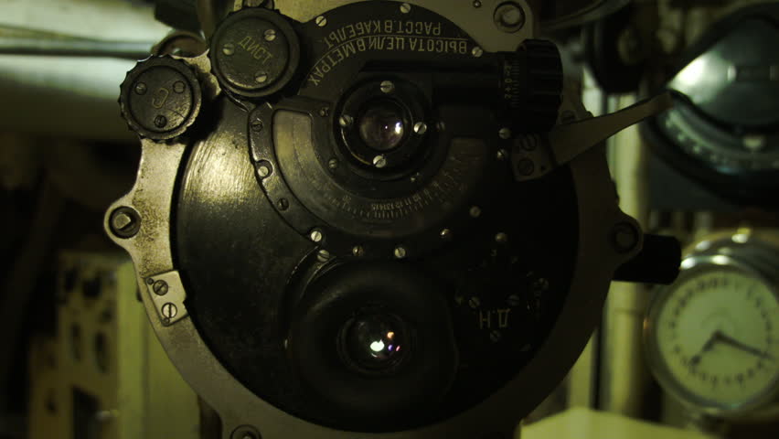 Close up of a periscope on a Soviet nuclear submarine in Russia