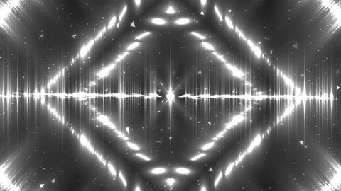 Vj Background Silver Motion With Fractal Background. Abstract gey background for use with music videos. Disco spectrum lights concert spot bulb. Seamless loop.
