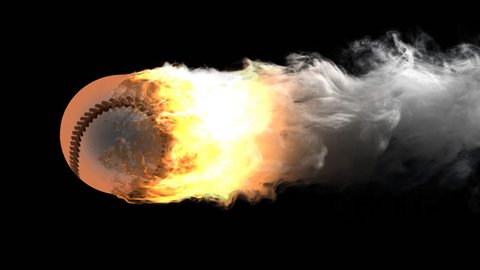burning baseball ball rendered in PNG with alpha channel