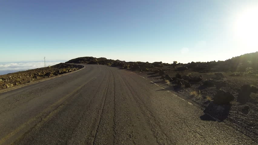 Driving down 10.000 ft in Haleakala National Park, Maui, Hawaii.
