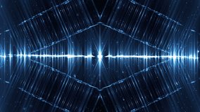 Vj Background Blue Motion With Fractal Background. Abstract background for use with music videos. Disco spectrum lights concert spot bulb. Seamless loop.