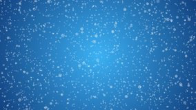 Graphic snowflakes on blue background. Loop video.