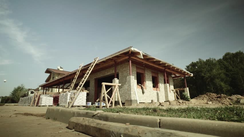 The overall plan of brick house. The house is under constuction. 