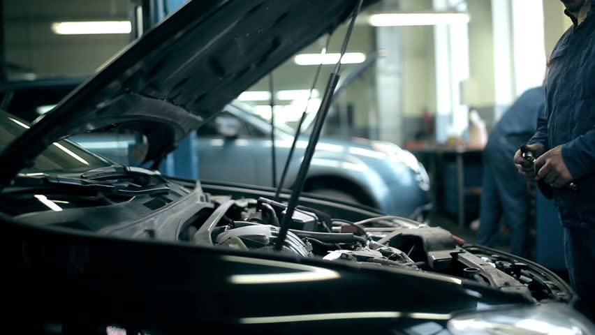 Proffesional car maintenance at repair shop