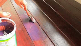 hand painting oil color on wood floor use for home decorated ,house renovation and housing construction theme