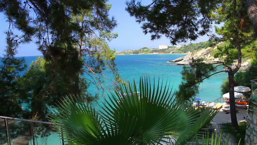 A view of a rocky beach from a high angle