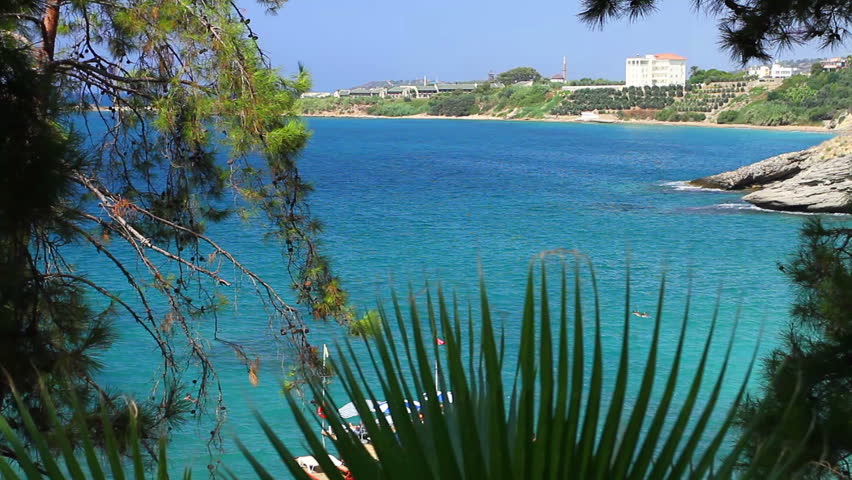 A view of a rocky beach from a high angle