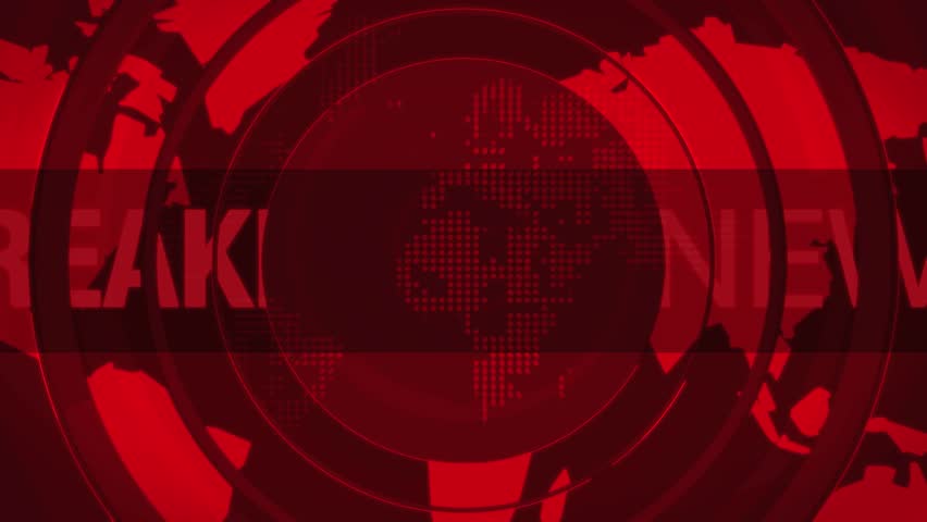 Computer generated animation of a breaking news title frame.