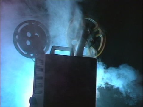A rotating movie projector with smoke