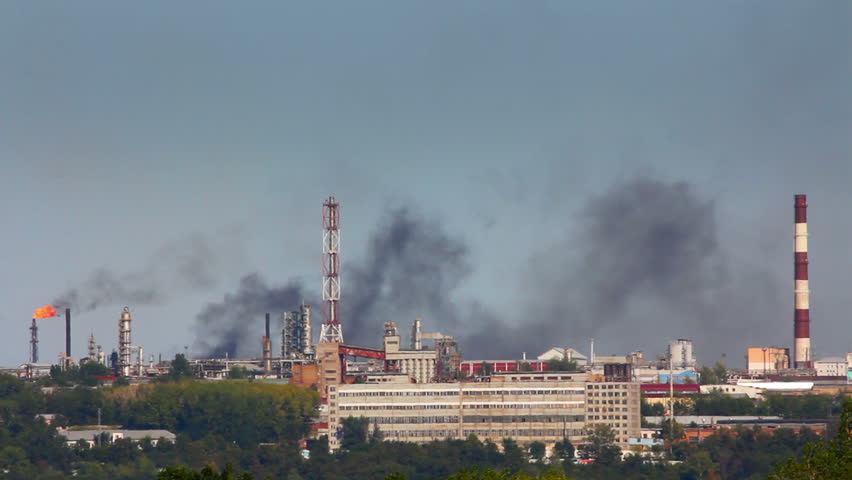 black smoke on refinery plant