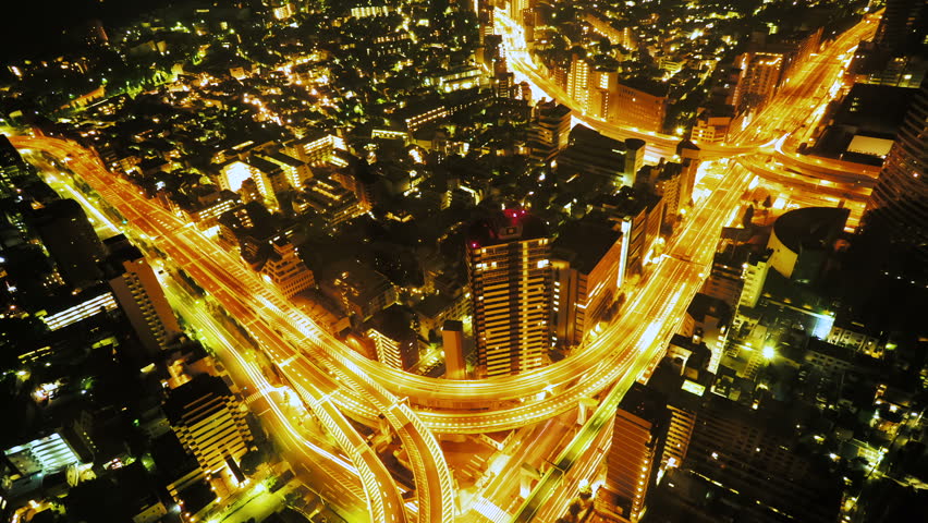 Day turns to night over a massive highway intersection in Shinjuku, Tokyo, Japan | Shutterstock HD Video #13532054