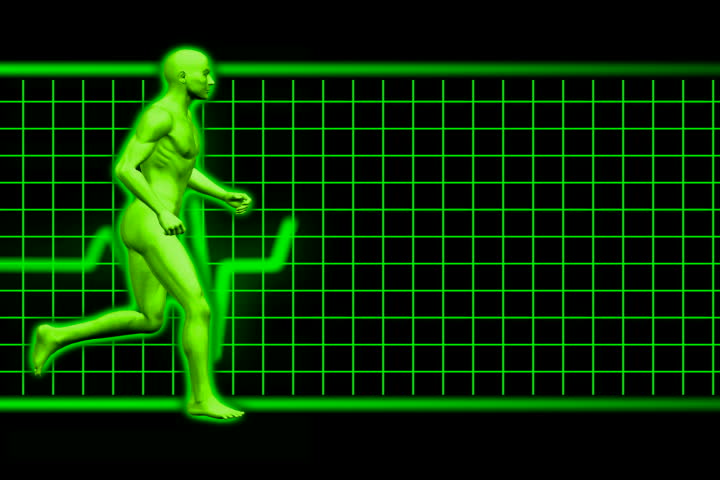 Man running with EKG Green NTSC loopable interlaced