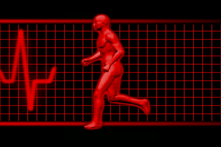 Man jogging withe EKG in background NTSC Loopable