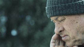 depressed and sad old man: melancholy man, thoughtful senior man, retired man