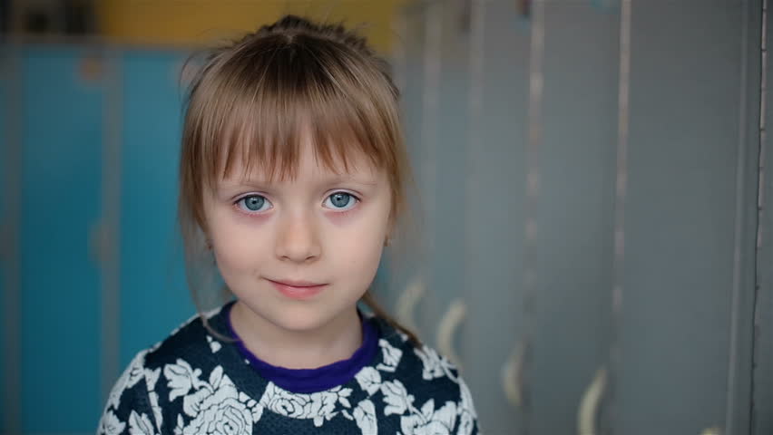 Closeup adorable face little asian girl have beautiful eyes