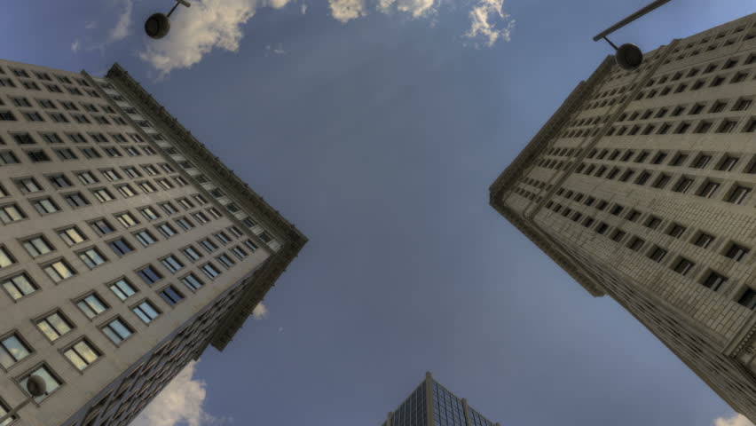 Timelapse of cloudes above Skyscrapers with a fisheye lens 