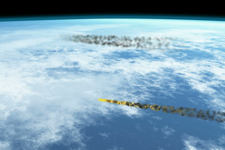 Meteors shooting over earth NTSC interlaced