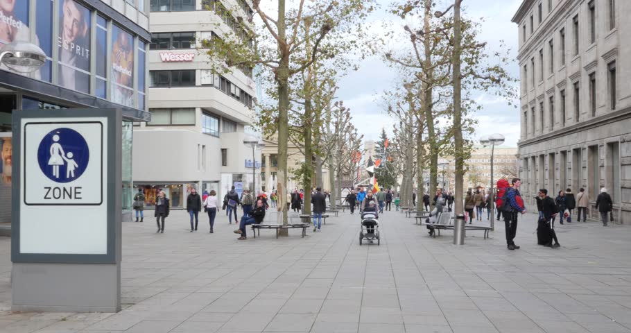 STUTTGART, GERMANY - NOVEMBER 19, 2015: People strolling through the high street for shopping