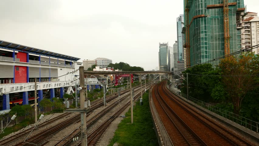 Three different railway transportation systems in Kuala Lumpur, time lapse shot. 